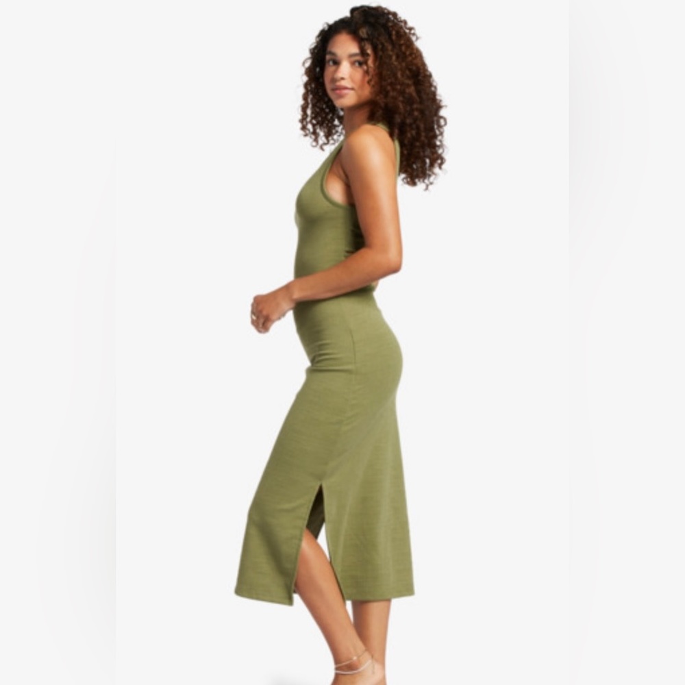 Roxy womens green slit dress size L NWT